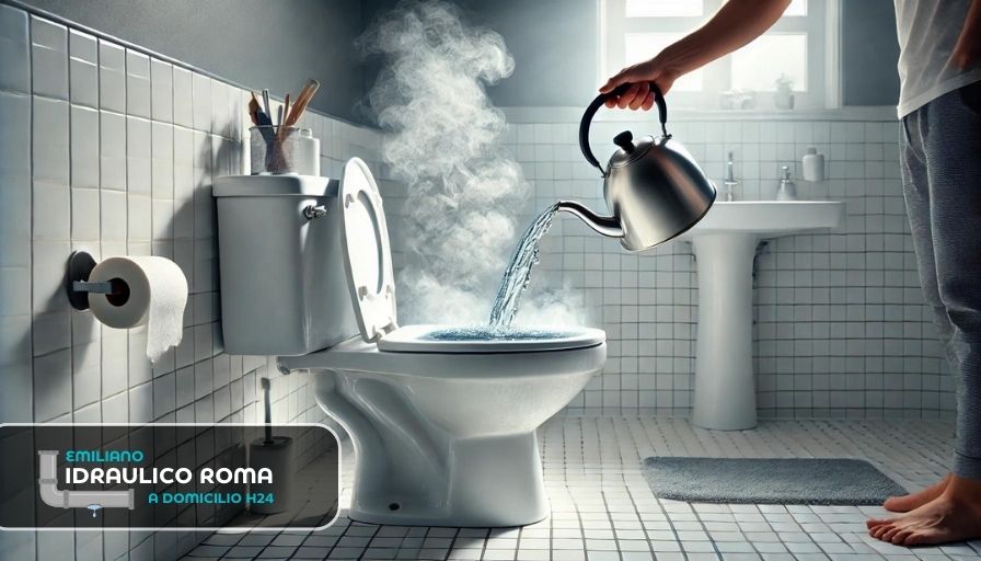 sturare wc con acqua bollente